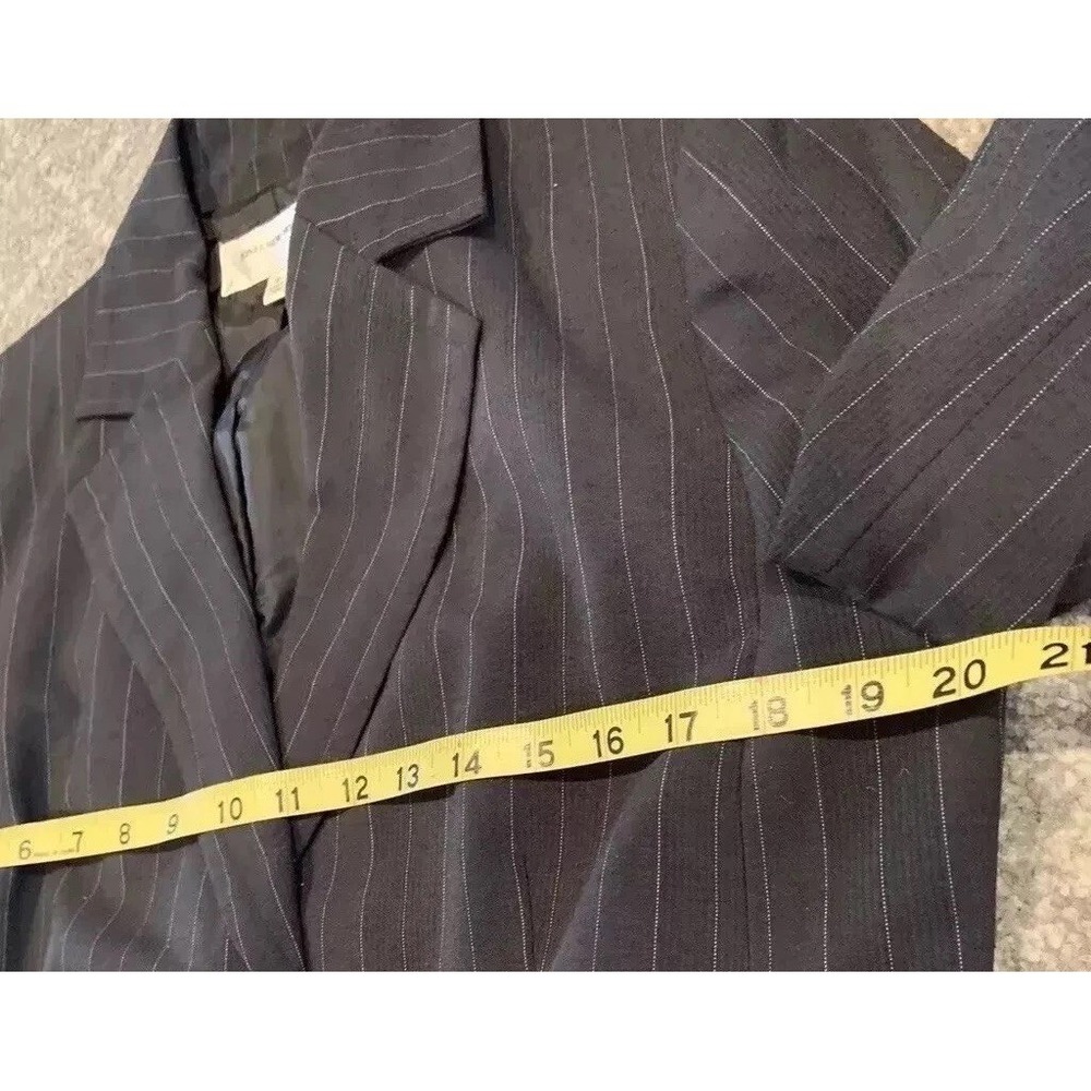 Jones New York Pin Stripe Blazer 12 Jacket Charcoal Lined Shoulder Pads Office - Picture 8 of 13